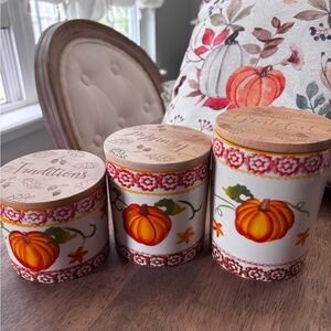 Temptations 8, 12, and 16 oz canisters with bamboo lids